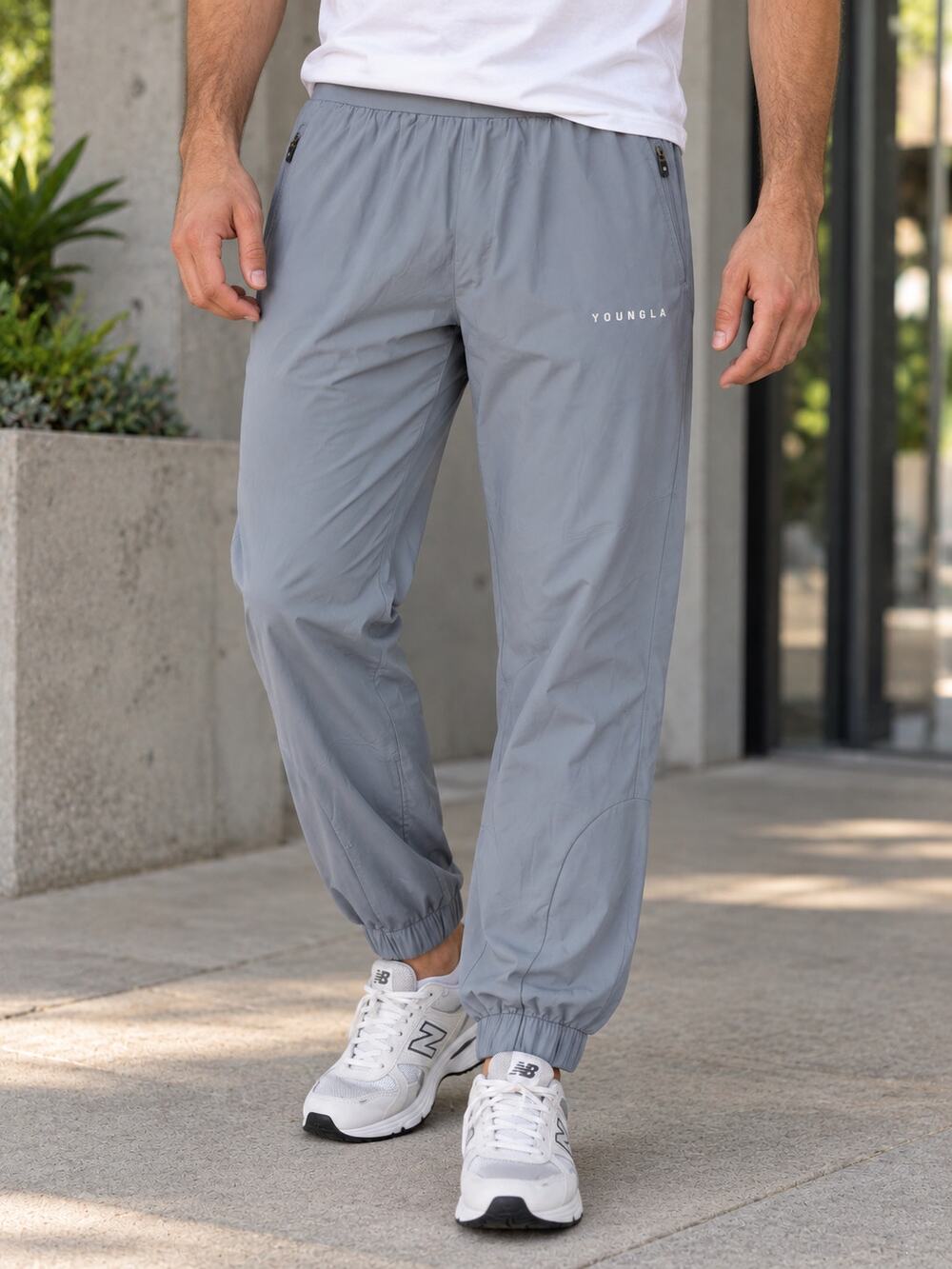 YoungLA 237 Paratrooper Nylon Training Joggers Gray Blue Athletic Pants Men's L
